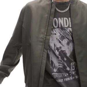 Green Topman Bomber Jacket - Large Olive Mens Warm Comfy